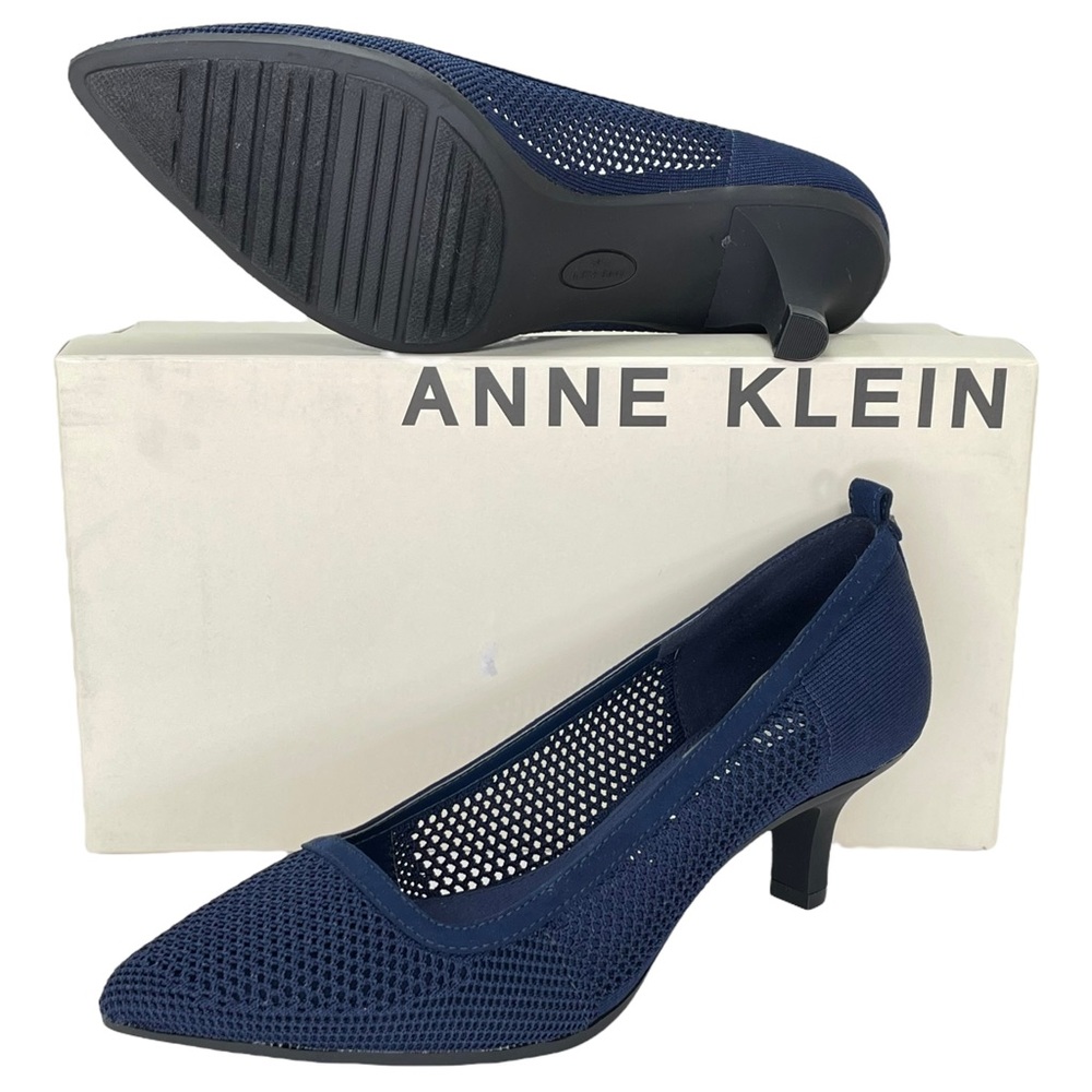 Anne Klein Rebecca Navy Knit Mesh Heels. Size 9.5M - Picture 10 of 11